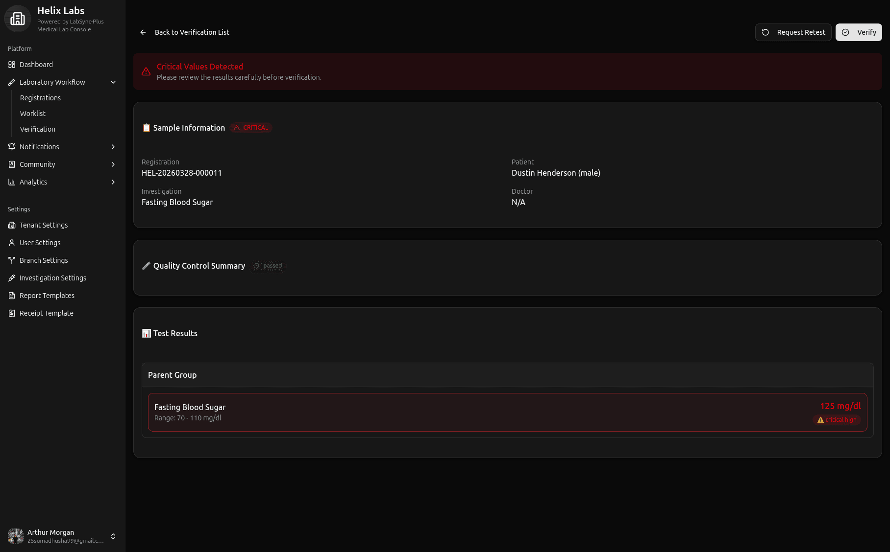 LabSync-Plus result verification workflow